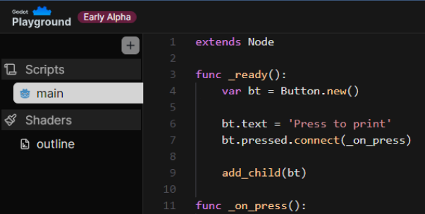 Create Scripts and Shaders on Godot Playground